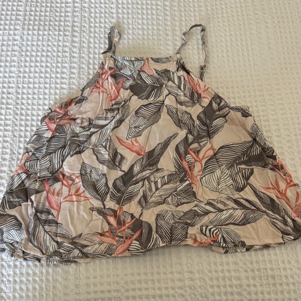 Kendall & Kylie Pacsun Floral Print Halter Tank Top in Light Pink and Coral